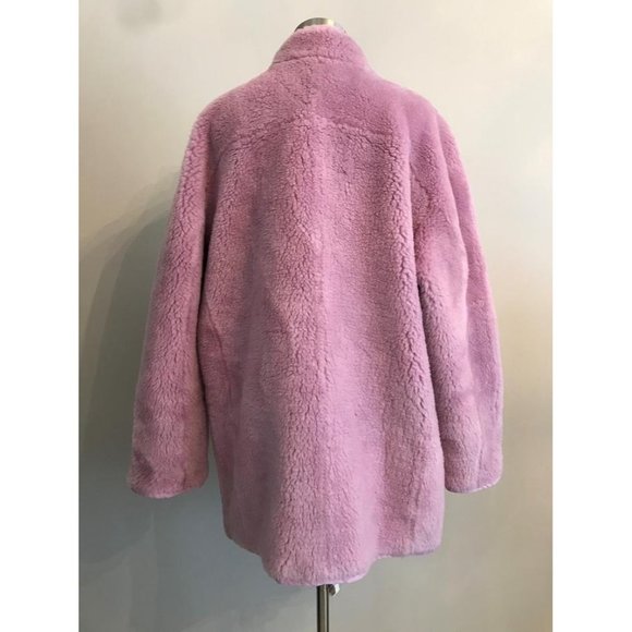 JCrew $228 Zip-Up Teddy Coat M Smoky Wisteria Fleece Faux Fur Jacket J9064 DR - Picture 3 of 7